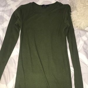 olive green long sleeve bodycon dress